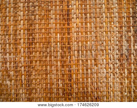 Yellow brown Bamboo weave for background .