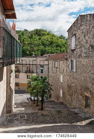 impression of the town Largentiere in the Ardeche region of France