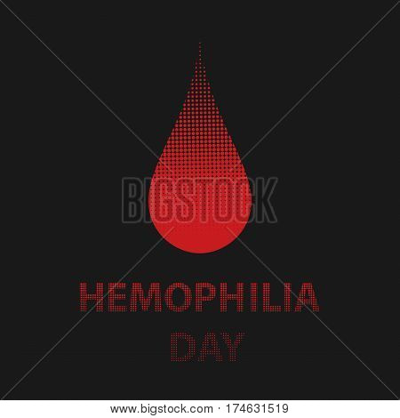 World Hemophilia Day, Red Halftone Dotted Blood Drop On Black Background. Vector Illustration Eps 10