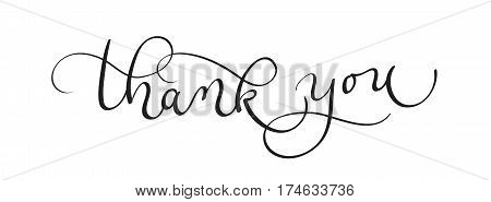 Thank you text on white background. Calligraphy lettering Vector illustration EPS10.