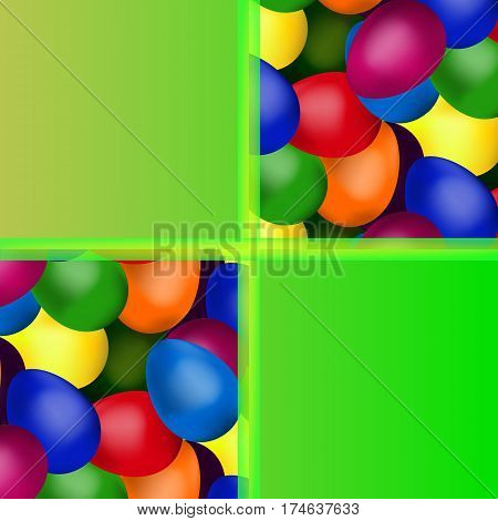 Green frame of colorful of easter eggs