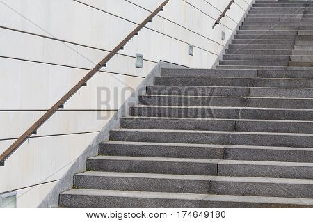 details of railing and stairs of a modern building