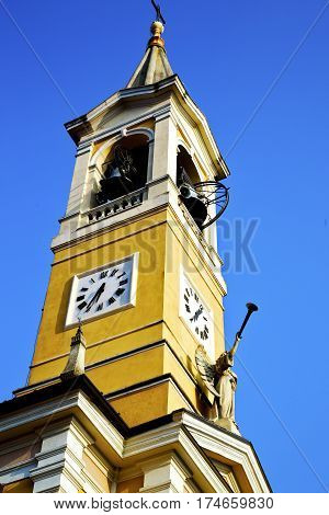 Cislago Old   And Church Tower Bell Sunny Day