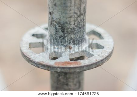 Metal pipe connections for construction. Perforated circle