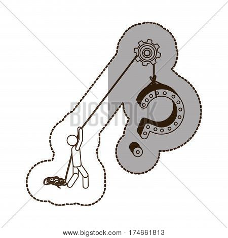 person pulling a question sign with a loop icon, vector illustraction