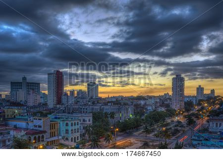 Early morning panorama of  Vedado neighborhood in Havana,Cuba.