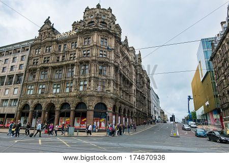 Edinburgh, Scotland - 17 July 2016 - View Of Princes Stree With Walking Peoplet. On 17 July 2016 In