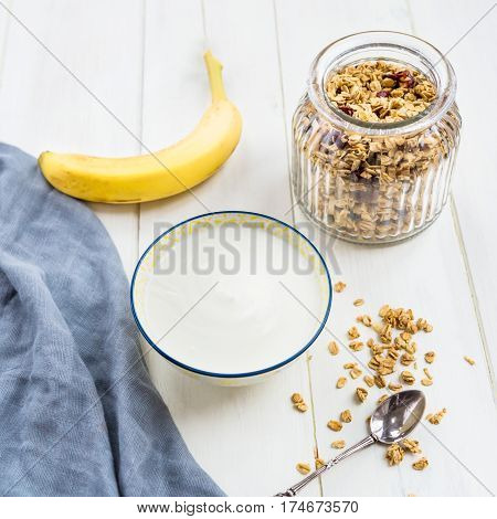 Ingredients For Healthy Granola Breakfast