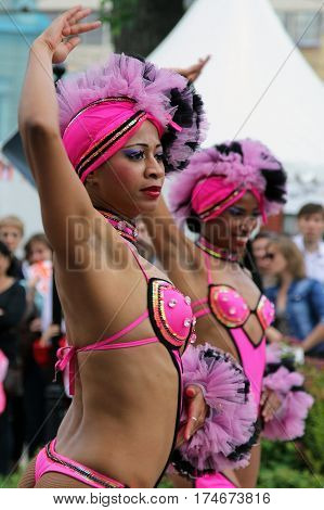 Moscow, Russia - Jun 28, 2014: Samba Dancers At The Festival Of The Famous Russian Travel Magazine 