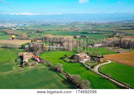 Aerial view of the suburb of the Spanish city of Vic. Spain province Barcelona