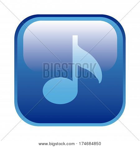 blue square frame with musical note vector illustration