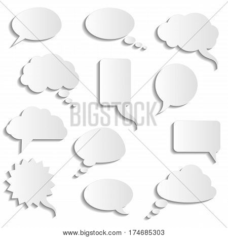 vector collection of realistic paper speech bubbles