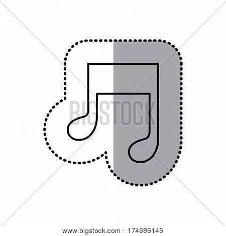 monochrome contour sticker of musical note vector illustration