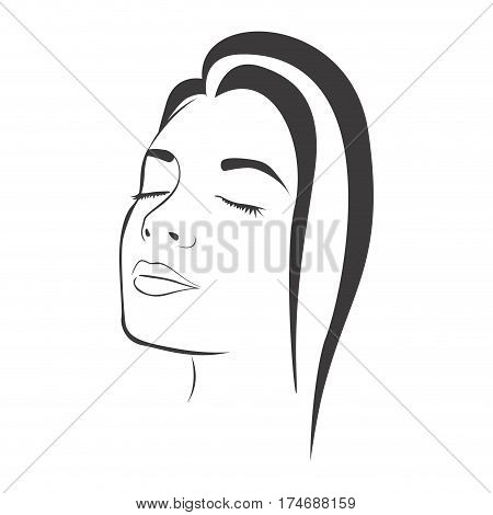 side view sketch female face silhouette vector illustration