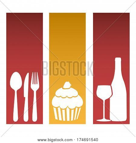 set banner frames with silhouettes cupcake and culinary elements vector illustration