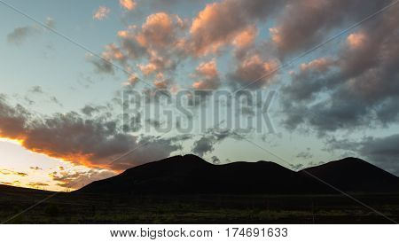 Sunrise Over volcanoes of the Kamchatka Peninsula