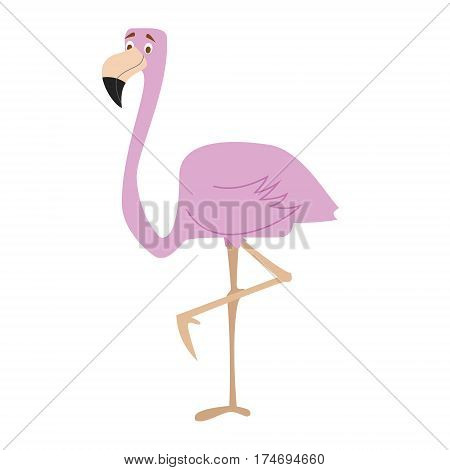 Cute flamingo in cartoon style vector illustration