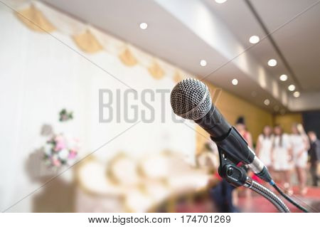 Wedding ceremonies announcement microphone in the wedding day