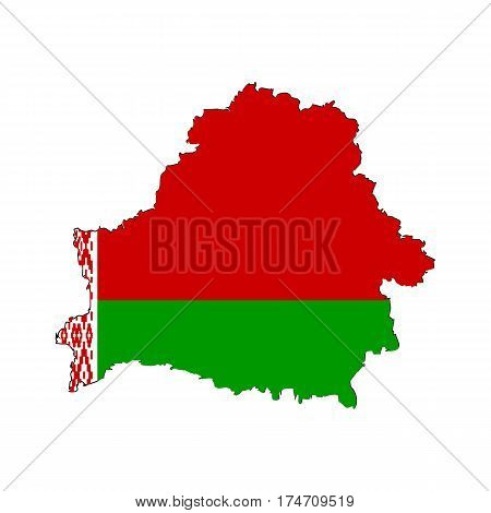 Highly detailed country silhouette with a flag - Belarus, on a white background