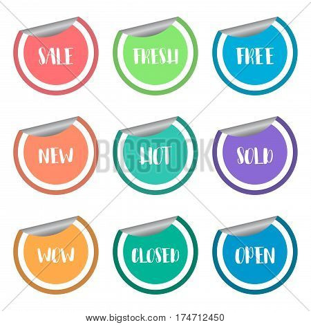 colorful sale badge peeling sticker label set,vector Illustration EPS10