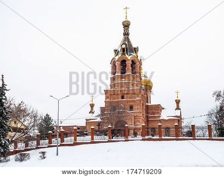 Church in the winter. Orthodox Cathedral in Russia. Travels.