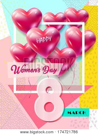 8 March Happy Women's Day. Eighth March Greeting card. 8 march international women's day Spring Holiday. Futuristic, trendy design. Vector illustration.