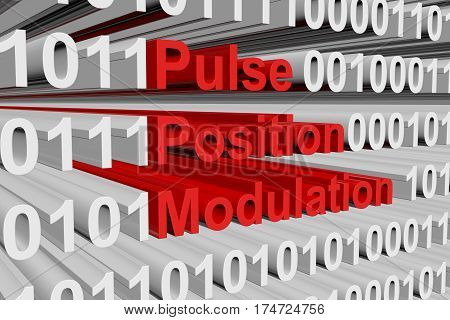 pulse position modulation in the form of binary code, 3D illustration