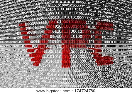 vpc in a binary code 3D illustration