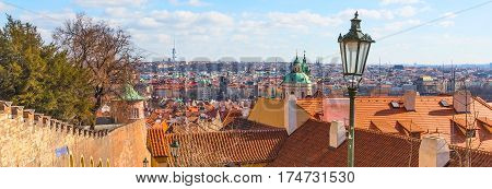 Prague panorama from Prague castle, landmarks panoramic view of the city