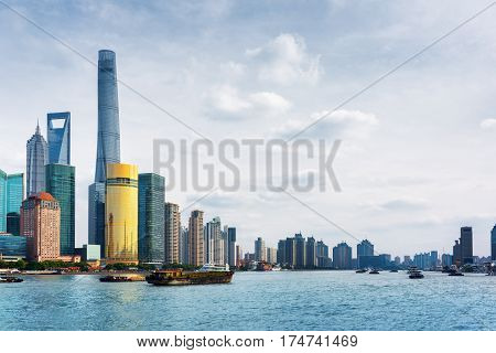 View From The Bund Across The Huangpu River In Shanghai, China