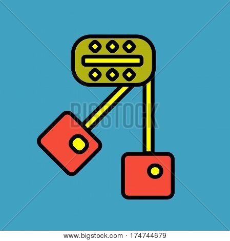 Cartoon cherry simple vector geometric icon on a blue background