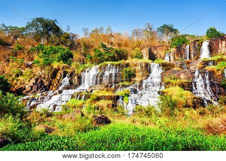 Natural Cascading Waterfall With Crystal Clear Water, Vietnam