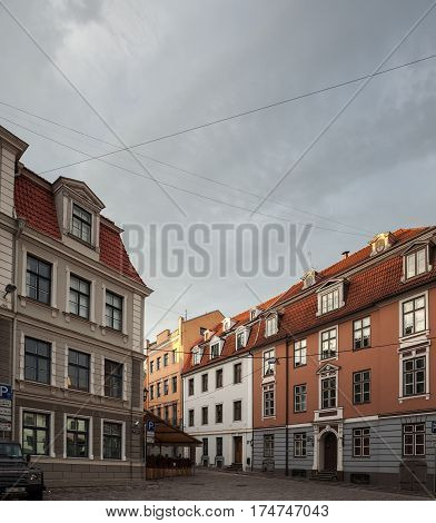 Architecture Of Old Riga Early In The Morning