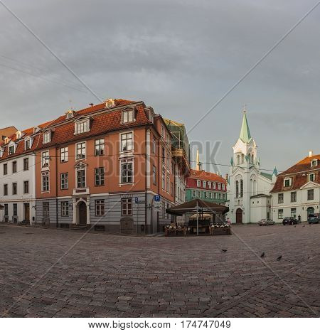 Architecture Of Old Riga Early In The Morning