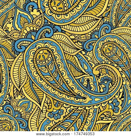 Seamless repeating pattern consisting of colored patterns buta.Vector