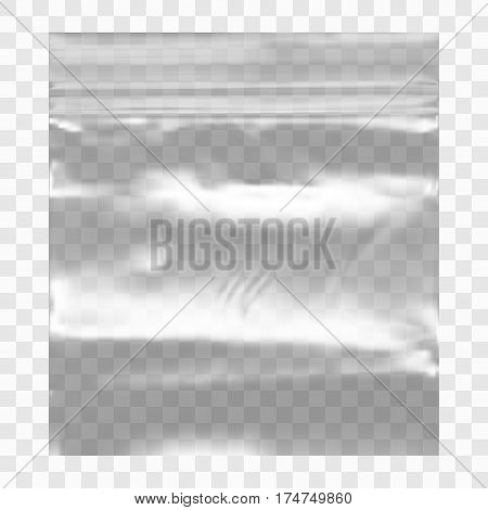 Transparent Blank Plastic Pocket Bag With Ziplock. Eps10 Vector