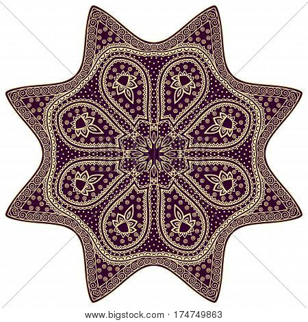 Colored decoration in mandala form. Mehndi style. Decorative pattern in oriental style. Eastern ethnic pattern.
