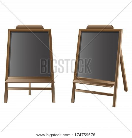Black wooden board for advertising on a white background