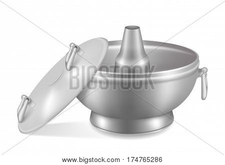 Japanese empty dish in realistic style. Pan isolated on white background. Cooking vector illustration collection. Kitchen objects for your design