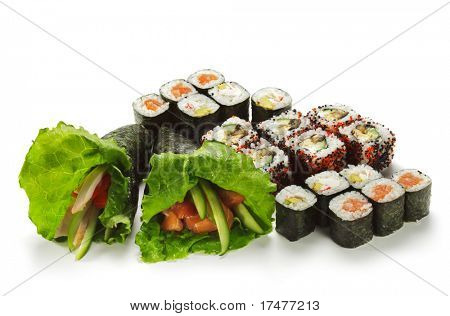 Sushi Set - Maki Sushi farklı türleri ve rulo Sushi(temaki) el