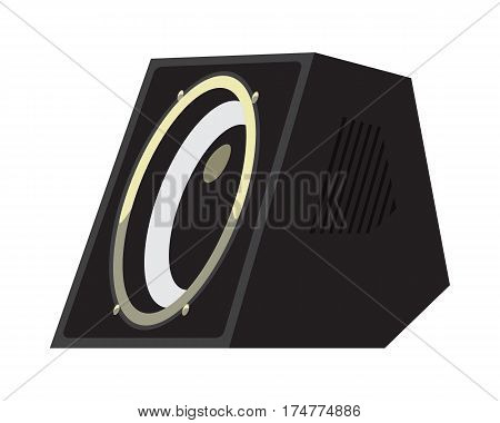 Acoustic systems for producing music at different parties and events. Used for entertainment purpose. Speaker box designed for use in stadium concert sound reinforcement systems for rock music concert