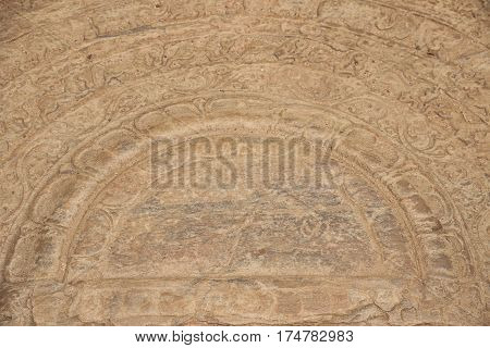 Stone plate in polonnaruwa ancient city in Sri Lanka background