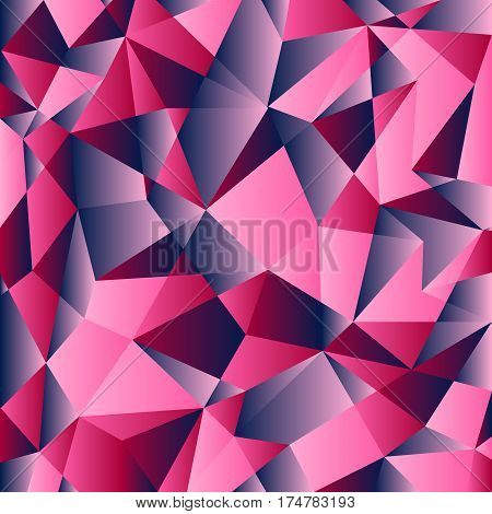 Red blue and pink gradient low poly pattern. Geometric polygonal background. Abstract vector pattern