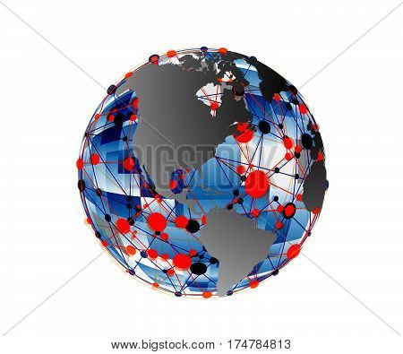 Technology koncept.Binary background . Vector Technology.Globe consisting of binary codes.Computer network.