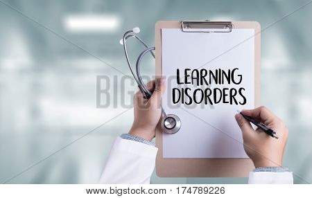 LEARNING DISORDERS ADHD medical Doctor concept abbreviation, adhd,