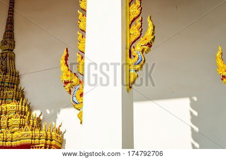 Detail of a traditional buddhist temple roof in thailand