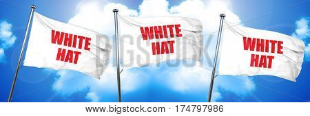 white hat, 3D rendering, triple flags
