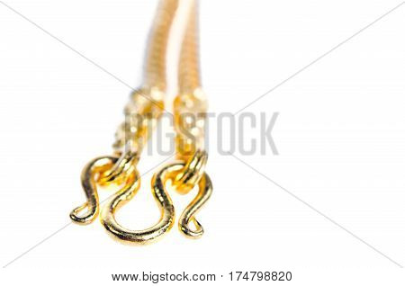 Gold Necklace 96.5 Percent Thai Gold Grade With Gold Hook Isolated On White