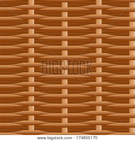 Wicker straw twigs seamless pattern. Brown vector illustration