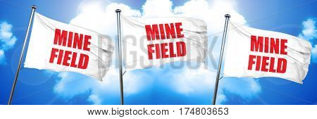 minefield, 3D rendering, triple flags